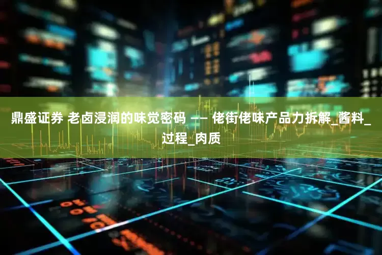 鼎盛证券 老卤浸润的味觉密码 —— 佬街佬味产品力拆解_酱料_过程_肉质