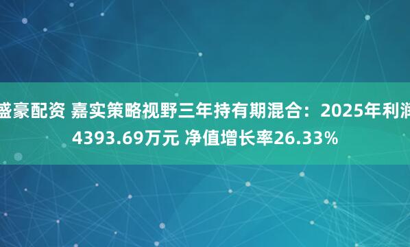 盛豪配资 嘉实策略视野三年持有期混合:2025年利润4393.69万元 净值增长率26.33%